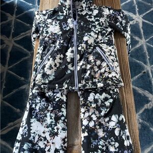 Roxy Floral Kids Jacket and Pants Set - Black and White